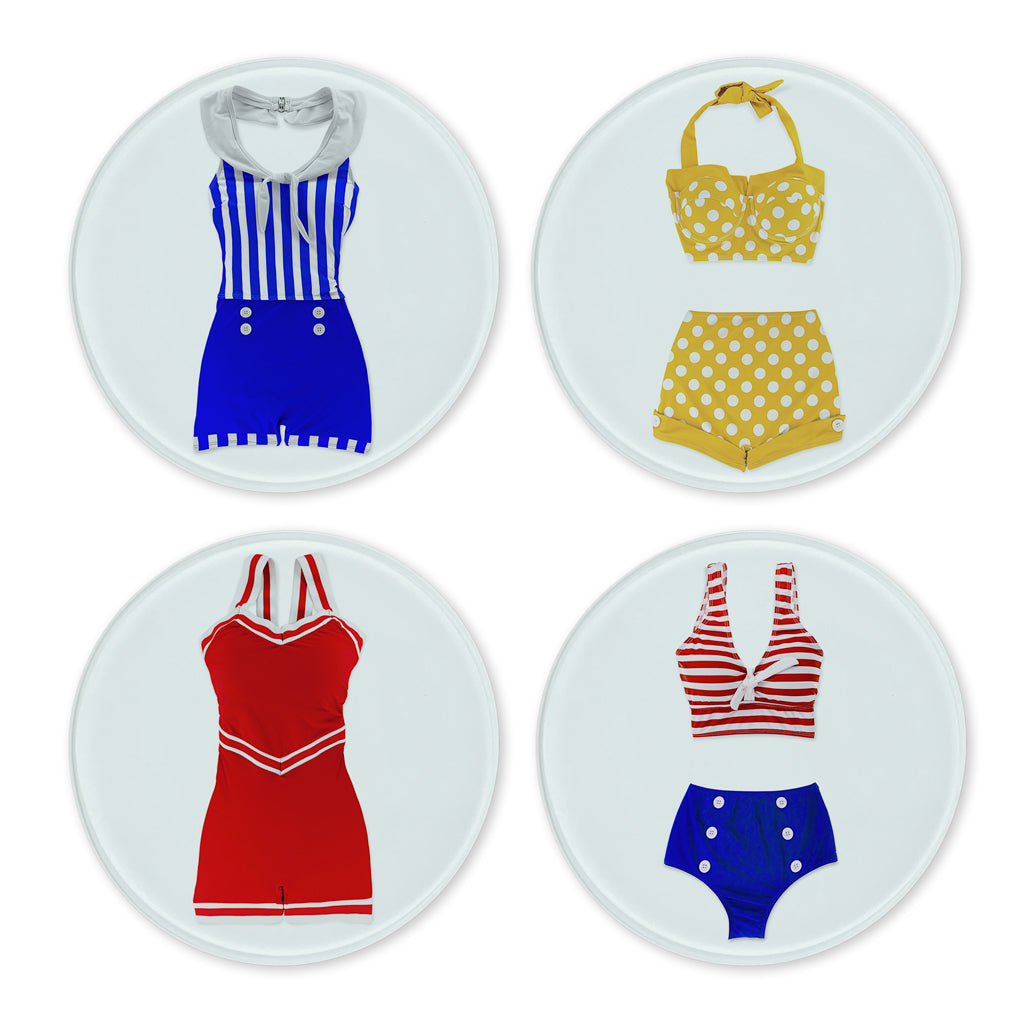 Glass Coasters (set of 4) - Bathing Suits