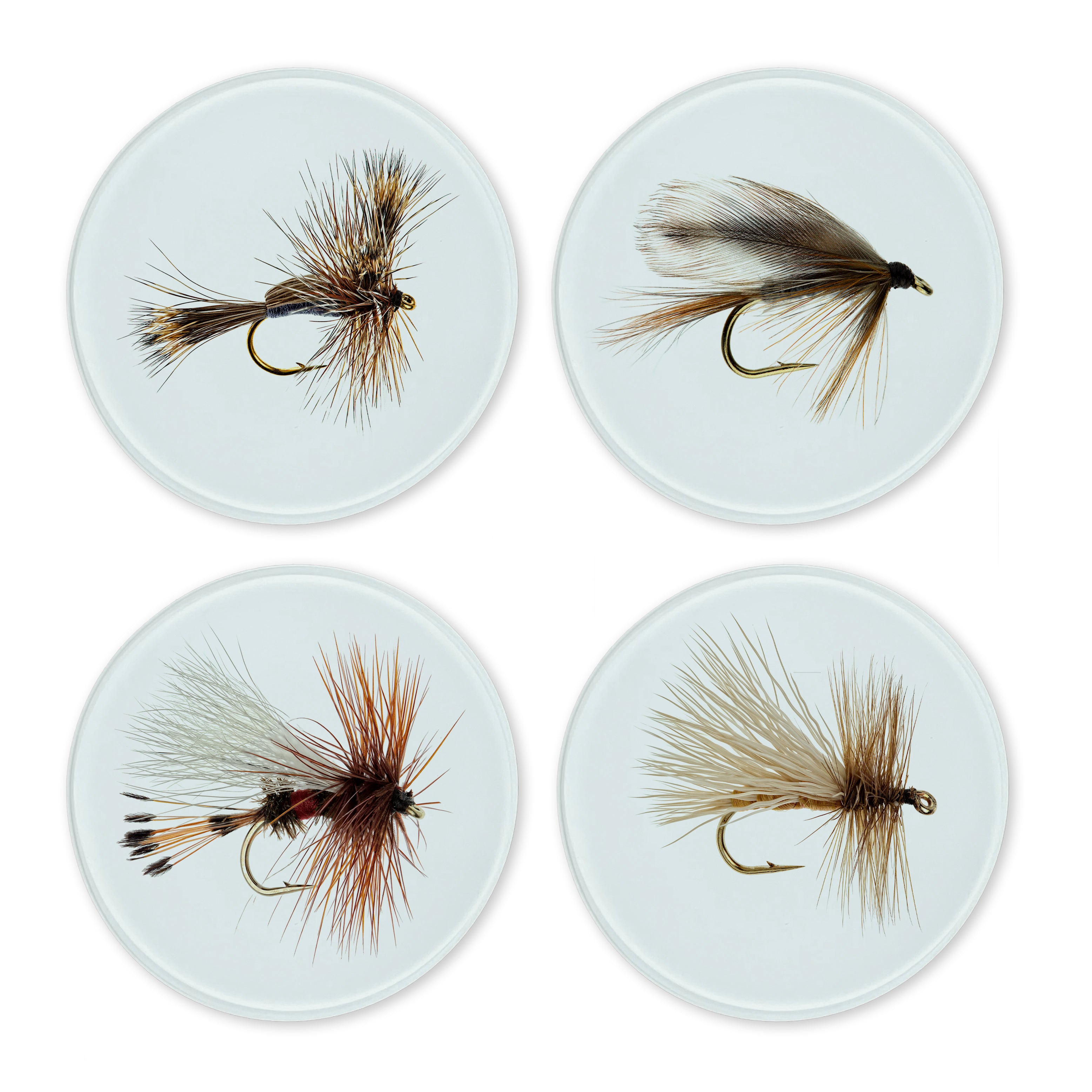Glass Coasters (set of 4) - Fishing Flies